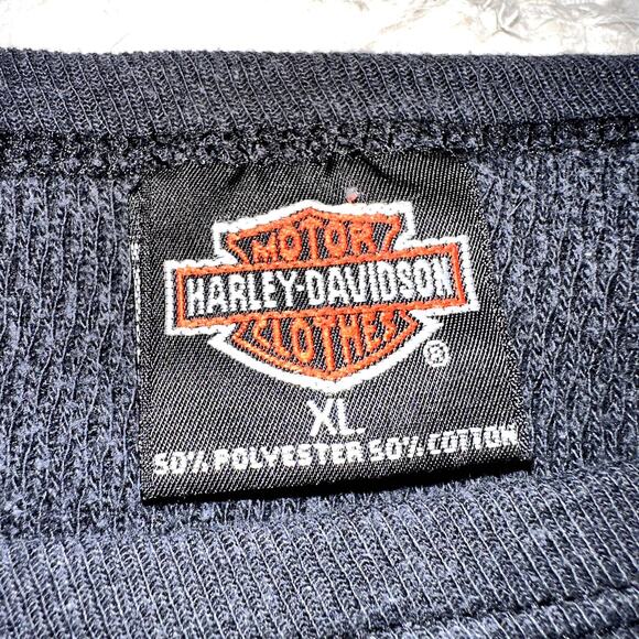VINTAGE 1992 HARLEY THICK THERMAL LONG SLEEVE TEE TOP 2 SIDED UNISEX - Picture 7 of 12